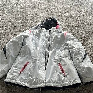 Women's White and Pink Ski Jacket